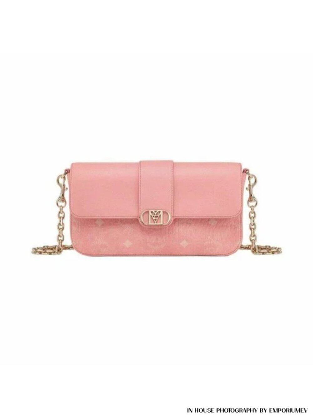 MCM Womens Mode Travia Blossom Pink Leather Shoulder Bag Small